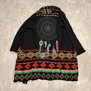 JOHNNY WAS Biya Long Dreamcatcher Embroidered Cardigan Boho Size Small